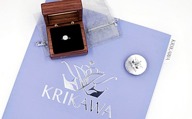 diamond ring in custom jewelry box with brochure and certificate