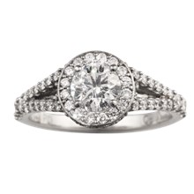 Opulent Halo Scalloped Engagement Ring - top view