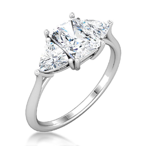 Three stone radiant cut engagement rings