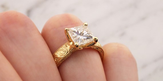 Marigold Engagement Ring on Finger