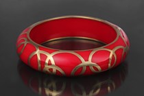  Circles Red Resin & Brass Bracelet