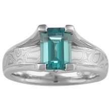 Mokume Wing Engagement Ring - top view