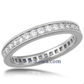 Diamond Pave Millegrain Wedding Band