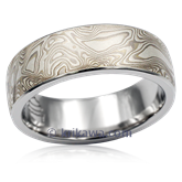 White Mokume Wedding Band