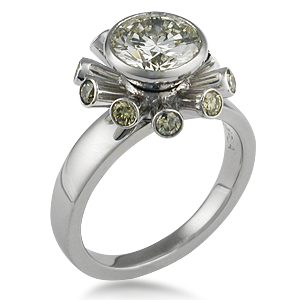 Fancy Green Diamond in Engagement Ring