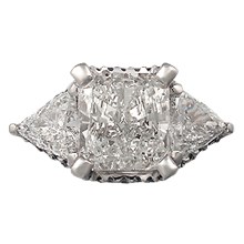 Theater Three Stone Pave Engagement Ring - top view