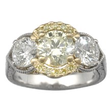 Three Stone Pave Engagement Ring of Light - top view
