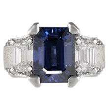 Three Stone Juicy Liqueur Engagement Ring - top view