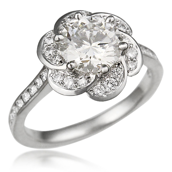 Flower Halo Knot Engagement Ring