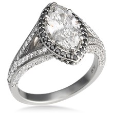 Marquise Halo Engagement Ring with Double Bands