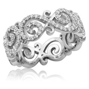 Carved Infinity Pave Wedding Band