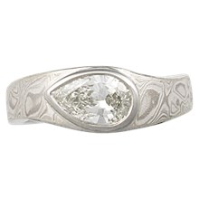 Mokume Droplet Solitaire Engagement Ring - top view