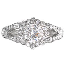 Micro Pave Crown Engagement Ring - top view