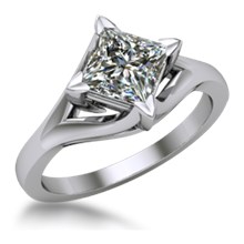 Princess Cathedral Split Engagement Ring In White Gold