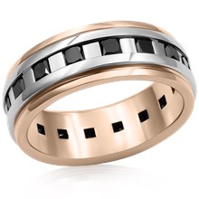 Space Square Men's Diamond Two Tone Wedding Ring