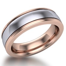 Grooved Two Tone Mens Wedding Band