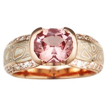 Mokume Diamond Silhouette Engagement Ring - top view