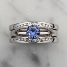 Blue Sapphire Carved Branch Bridal Set - top view