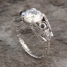 Moissanite & Diamond Dragonfly Engagement Ring