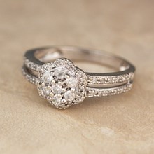 Diamond Flower Halo Pave Engagement Ring