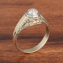 Diamond Hand Engraved Gold Ring