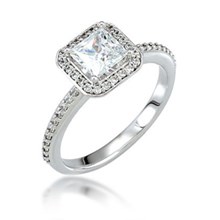 Princess Center & Asscher Halo Pave Engagement Ring