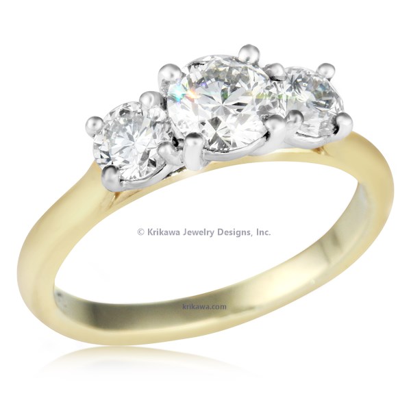 Three Stone Fan Engagement Ring