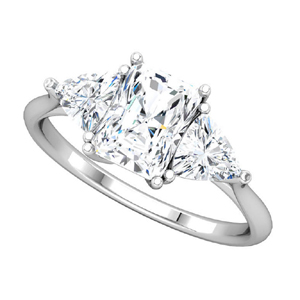 Radiant cut diamond hot sale with trillion side stones