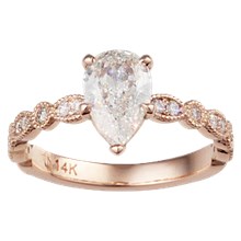 Pear Millegrained Pave Engagement Ring - top view