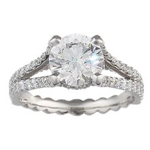 Secret Halo & Rope Twist Band Engagement Ring - top view