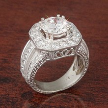 Octagonal Diamond Halo Engagement Ring Size 5.5