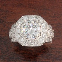 Octagonal Diamond Halo Engagement Ring - top view