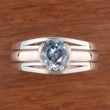 Modern Cathedral Engagement Ring with Enhancer - top view