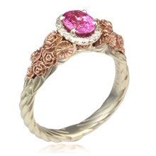 Floral Bouquet Rope Shank Engagement Ring
