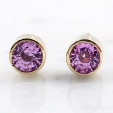 Pink Sapphire Stud Earrings - top view