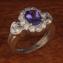 Diamond Halo Tanzanite Ring