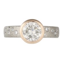 Rustic Bezel With Diamonds Engagement Ring - top view