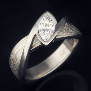 Mokume River Twist Engagement Ring