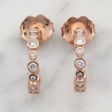 Rose Gold Diamond Hoop Earrings - top view