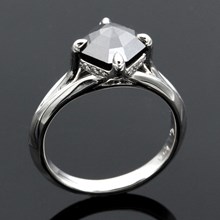 Asscher Cut Black Diamond Engagement Ring