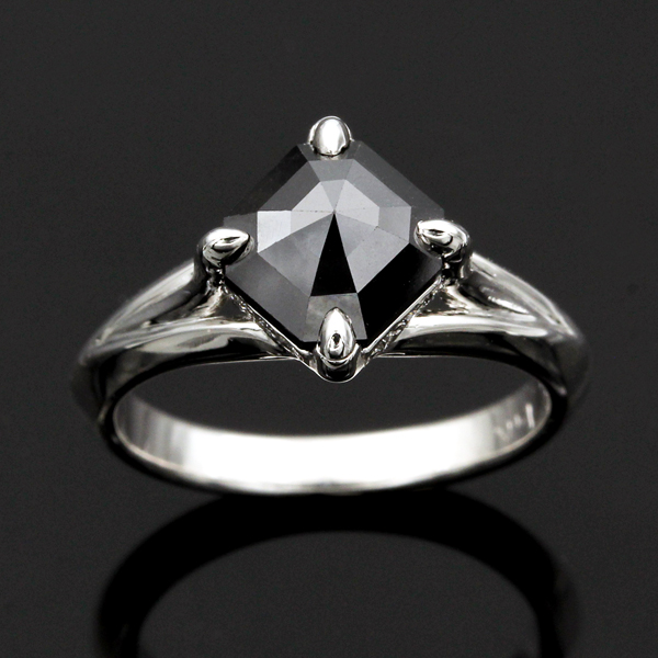 asscher cut black diamond ring