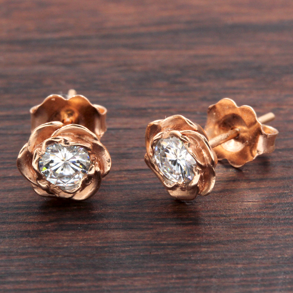 rose gold large stud earrings