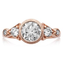 Vintage Three Stone Deco Engagement Ring - top view