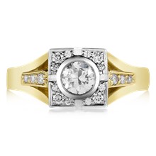 Deco Halo Engagement Ring - top view