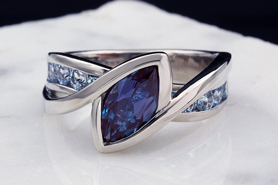 River Twist Marquise Engagement Ring