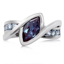 River Twist Engagement Ring With Alexandrite And Spinel - top view