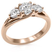 Three Stone Tree Branch Engagement Ring