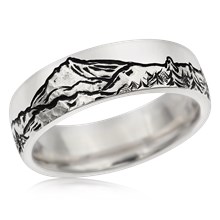 Mountain Wolf Wedding Band - top view