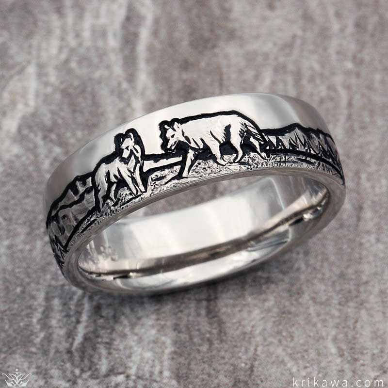 Wolf wedding clearance ring sets