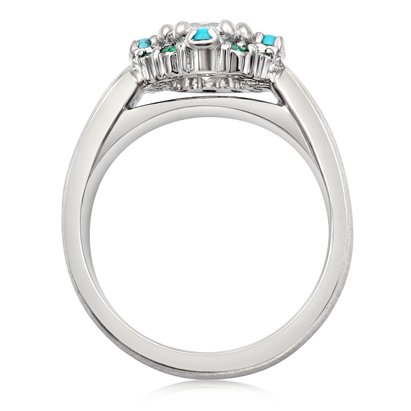 diamond engagement ring with turquoise accents